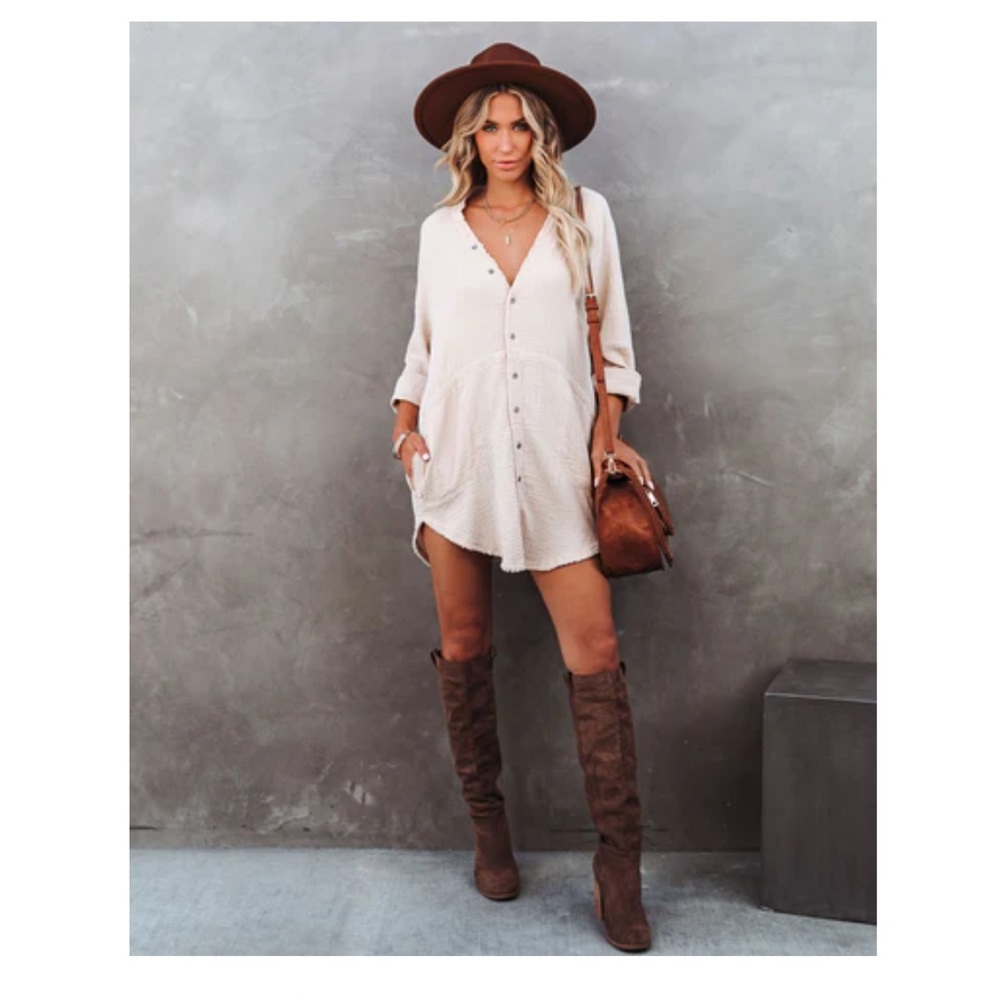 Vici Cotton Pocketed button down tunic